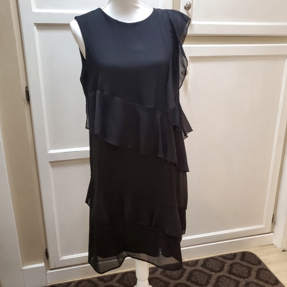 GLAMOUR by Gabriella Sky Women's Tiered Embellished Ruffle Dress - Picture 1 of 12